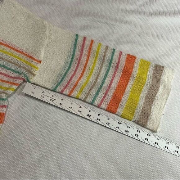 Very J White Neon Stripe Sheer Open Knit Top‎ 1X Womens NWT - Picture 3 of 8